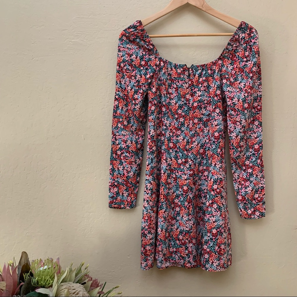BP | Small | Colorful Floral Midi Dress with Zipper